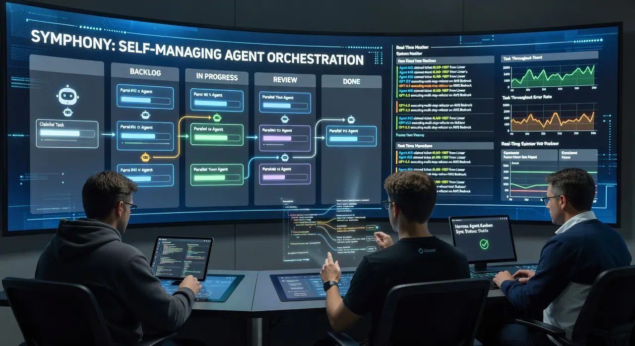 AI agents autonomously handle Linear tasks with OpenAI Symphony on Hermes Agent Kanban boards, GPT-5.5 on AWS Bedrock and Cursor IDEs for coding workflows.