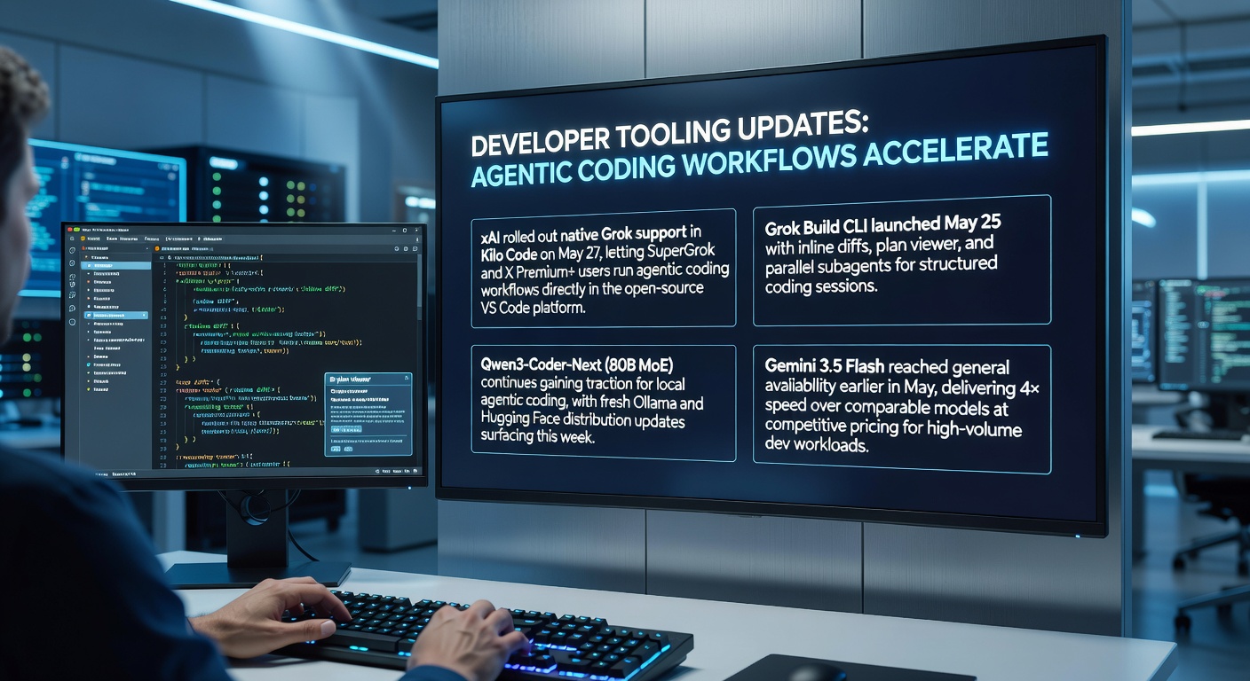 xAI rolls out Grok support in Kilo Code for agentic coding in VS Code, with Grok Build CLI offering inline diffs and parallel subagents for developers.
