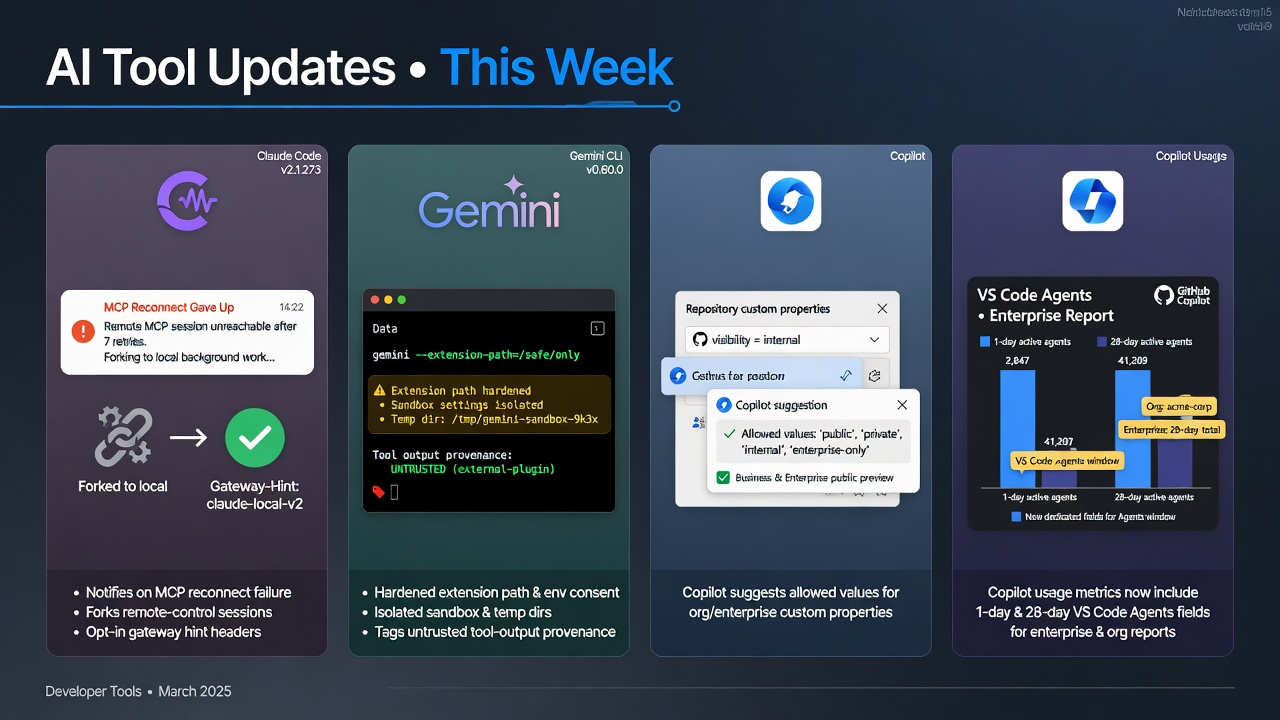 AIDevPulse hero for September 16: Claude Code remote-control forks, Gemini CLI hardening, Copilot property suggestions, Agents window metrics