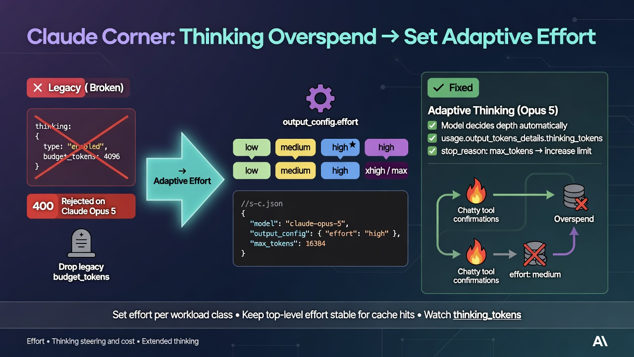 Claude Corner tip hero: set adaptive effort instead of legacy thinking budgets